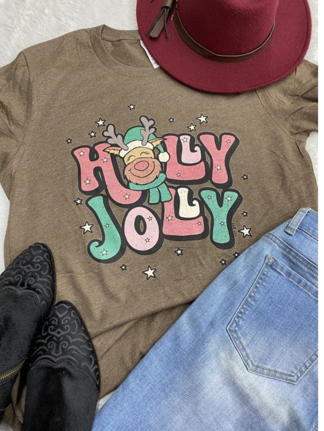 Brown Holly Jolly Tee